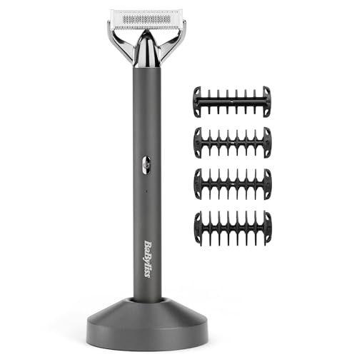 BaByliss X-BLADE Afeitadora eléctrica, Recortadora de barba minimalista, NUEVO 2025, Cuchilla súper afilada, Basculante 50°, 4 peines guía (1-5 mm), Inalámbrica, Iones de litio, Waterproof, OT996E