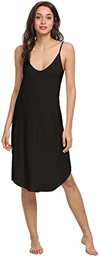 Image of GYS Women's Bamboo Viscose Full Slips for Under Dresses Cami Slip Dress | Lightweight, Anti Static, Adjustable Spaghetti Straps, Silky Soft, Moisture-Wicking, Perfect for Sheer Dresses
