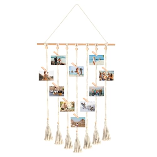 GIDWRIY Fotowand mit 30 Klammern Holz,Fotos Aufhängen Ideen,Foto...