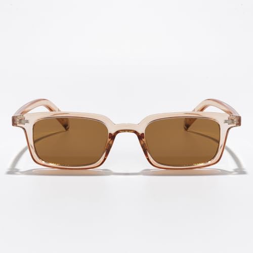 Trendy Rectangle Small Frame Sunglasses Candy Color Shades Stylish Minimalist Eyewear for Women Men Outdoor Streetwear2