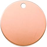 ABBECIAO 1-1/4' Round Copper Stamping Blanks, 14ga Thick Copper Tags Deburred for Pet ID Tags and Keychain Making (10 Pack)