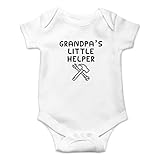 AW Fashions Grandpa's Little Helper Bodysuit Cute Newborn Boy Outfits Funny Baby Rompers Girl Clothes (Newborn, White)