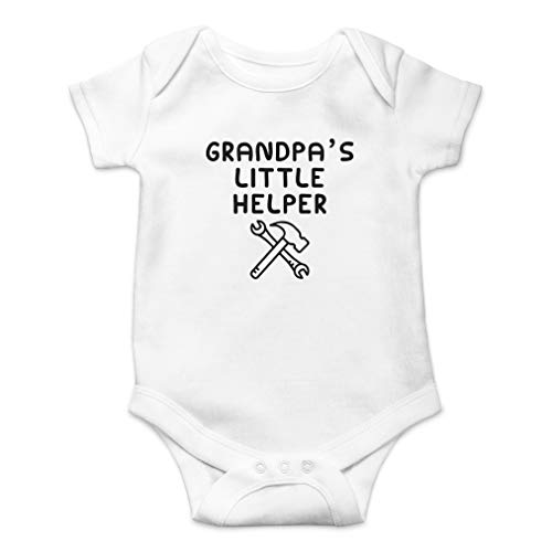 AW Fashions Grandpa's Little Helper Bodysuit Cute Newborn Boy Outfits Funny Baby Rompers Girl Clothes (6 Months, White)