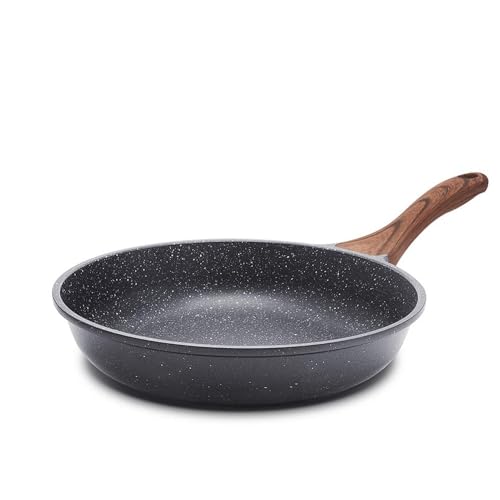 SENSARTE Poêle 28 cm, Revêtement Granit Antiadhésif, Compatible Tous Feux Dont Induction, Manche Restant Froid, Lavable au Lave-Vaisselle - Réussissez vos Oeufs au Plat & Steaks Saignants