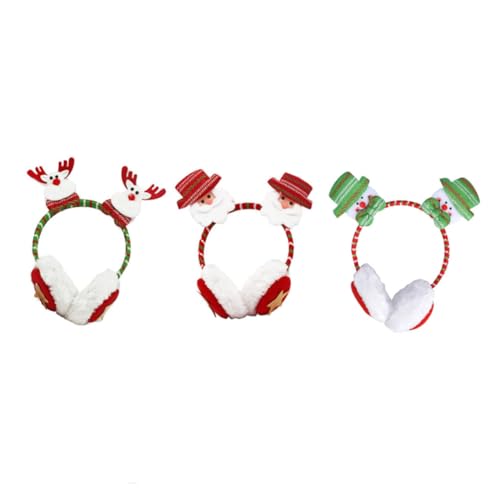 iplusmile 3 Piezas de Orejeras y Diadema Navideñas para Adultos y Accesorio Cabello de Temática Festiva Diseño Cómodo y Colorido Adecuado para Decoración y Disfraces Navideños