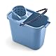 Mery - Rechteckiger Eimer mit Abtropfgestell, Robuste 2 mm Wandstärke, Ergonomischer Griff, Einfache Entleerung, Blau, 12 L