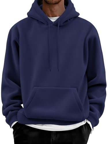 Image of COOFANDY Men Cotton Fleece Hooded Sweatshirt Casual Long Sleeve Hoodies Pullover Fashion Drawstring Hoodie with Kanga Pocket