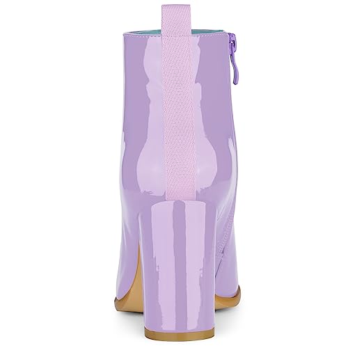 Allegra K Women's Round Toe Zipper Chunky Heels Ankle Boots4