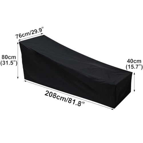 Housse de protection imperméable extérieure pour transat noir