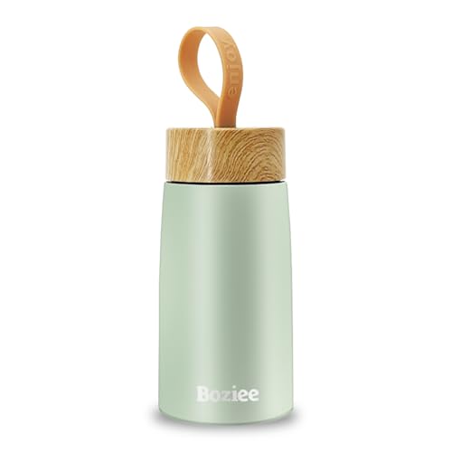 Boziee Termo pequeño de 250 ml, para bebidas frías y calientes, sin BPA, acero inoxidable, para exteriores, color verde claro