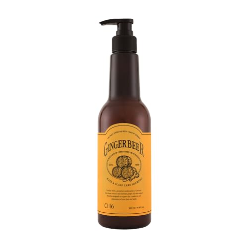 CH6 Ginger Beer Hair & Scalp Care Shampoo - for hair loss | Recover Damaged Scalp, Rich with German Beer Yeast for Hair Regrowth and Thickening, Thinning hair, Sulfate free, 16.9 fl oz