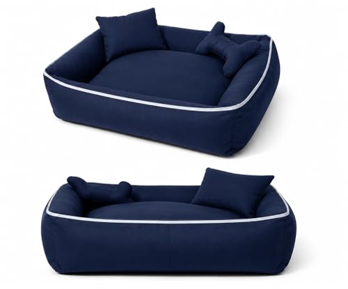 Image of Gorgeous Dog Beds Orthopadic Bed for Labrador, Bulldog, Retriever, Poodle, Large Breed Dog Bed,Blue,(Large)