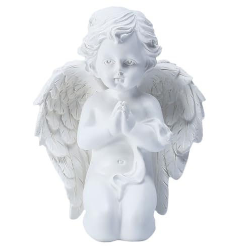Estatua de querubines arrodillados rezando, figura de ángel bebé de resina, estatua de ángel con alas, escultura de querubín conmemorativa para decoración de interiores y exteriores, hogar y jardín