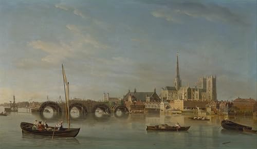 IPLUPJDY Imagen de Lienzo Modernos Cuadro Famosa Pintura Reproducción el edificio del puente de Westminster por el famoso pintor para Decoraciones del Hogar 60x90cm