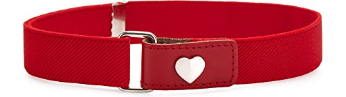 Ladeheid Mädchen Gürtel Elastik-Gürtel 1-6 Jahre 34-65 cm P15G (Rot/Herz)