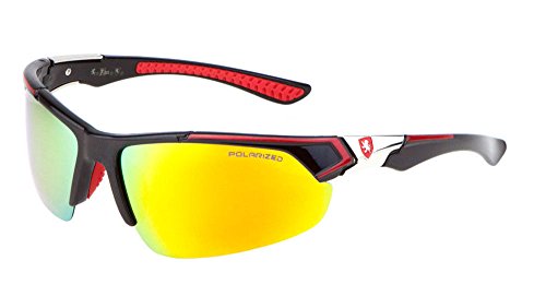 Khan Polarized Slim Semi Rimless Sport Wrap Around Sunglasses