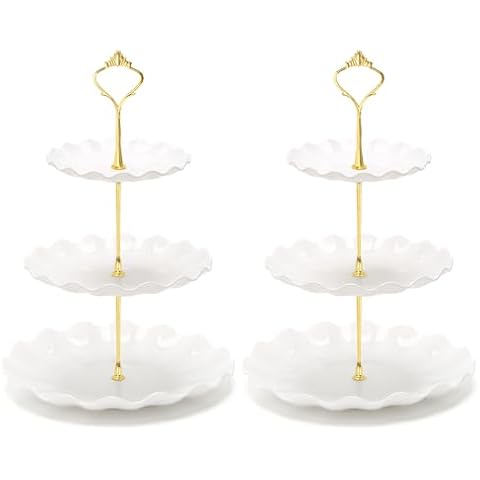 Coitak Plastic Cupcake Stands, 3 Tier Cupcake Stand, Dessert Tower Tray for Tea Party, Baby Shower and Wedding (2 Pack) Cover