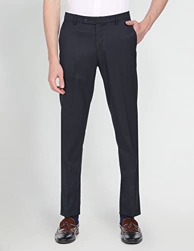 Image of Arrow Men Mid Rise Tailored Formal Trouser