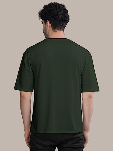 Image of BULLMER Peach Trendy Front Printed oversized Round Neck T-shirt for men