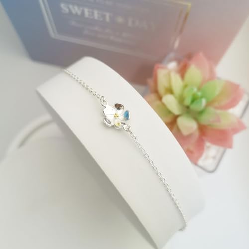 Image of Silver Plated Dainty Flower Girl Bracelet - Cute Girls Jewelry for Weddings, Bride Thank You Gifts, Birthday Presents & Party Favors for Girls