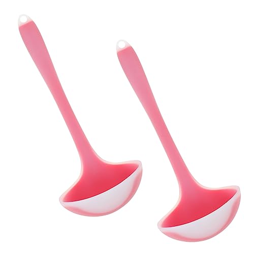 HOLIDYOYO 2 Pcs Transparent Silicone Soup Spoon Long Handle Kitchen Utensils for Soup Porridge Rice Ergonomic Design Easy to Clean Kitchen Gadget
