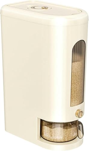 Livmorx 軽量 清潔便利 米びつ 米櫃 虫除け 計量こめびつ ライスボックス 米桶 自動スイッチ 密閉 お米保存容器 家庭的な 鮮度を保ち 小麦粉 コーヒー豆 清潔便利 鮮度保ち キッチン用品 (10KG,ホワイト)