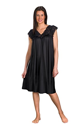 Shadowline Women's Silhouette 40 Inch Short Cap Sleeve Waltz Gown, Black, Medium