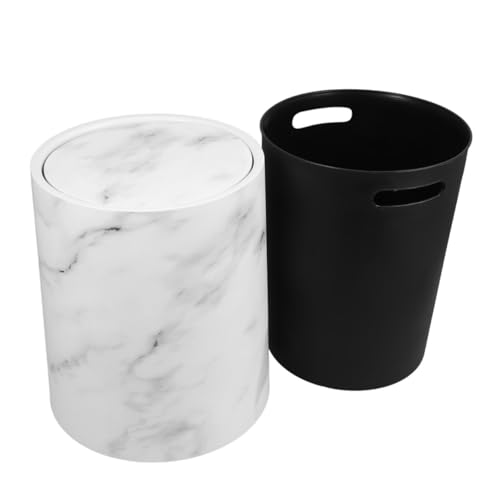 Caneca de basura rectangular blanca con tapa de bisagra