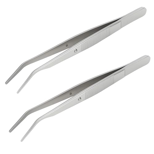 2 PCS Stainless Steel Tweezer, Professional Kitchen Tongs for Meat Barbecue Decoration,Pince De Cuisine Professionnelle Pour Pince De Précision Droite Et...