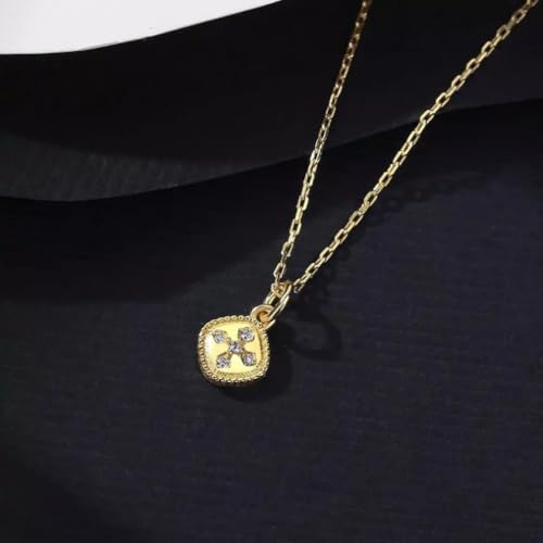 Collar de circón cúbico de alta pureza y colgante cuadrado con encaje de flores 4