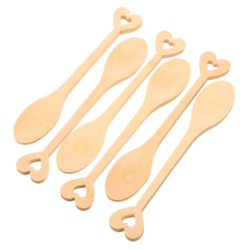 OUNONA 6Pcs Heart Handle Serving Spoons for Condiments Snacks Desserts and Mixing Lightweight Kitchen Utensils for Home Dining