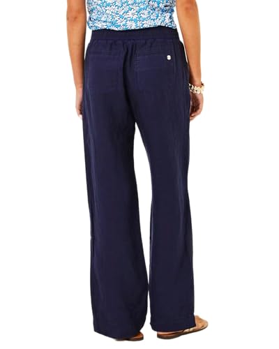 Lilly Pulitzer Womens 31" Deri Linen Palazzo Pant in True Navy X True Navy Size XL2