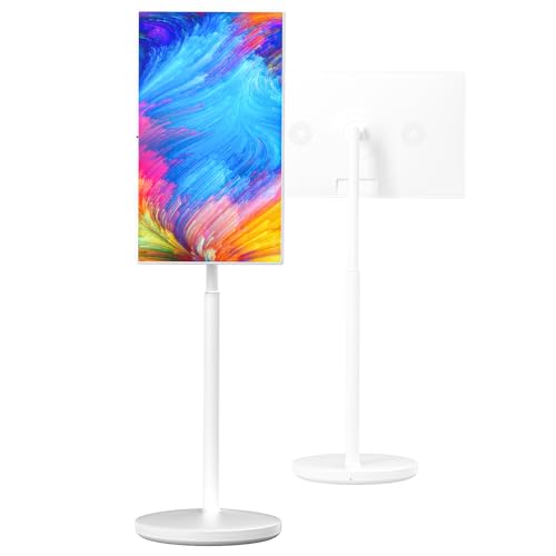 SHENGSHIYU 32' Tele Portatil TV, 4K TelevisióN Portátil con Ruedas para Videollamadas, Batería de Larga Duración Television Portatil TV con para Sala, Cocina, Dormitorio, Balcón, Jardín,8+256G