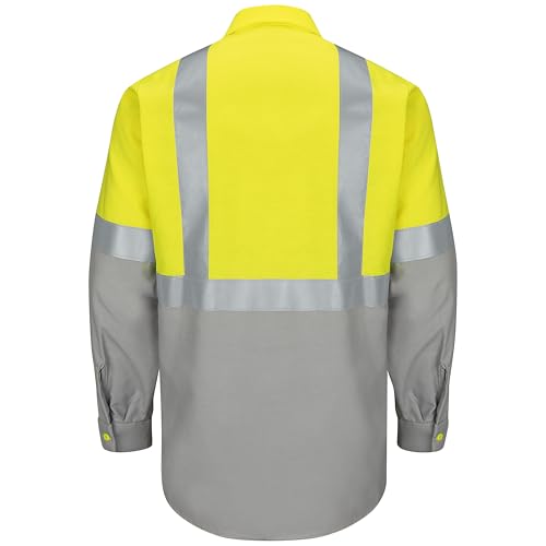 Image of Red Kap Men's Hi Visibility Long Sleeve Ripstop Work Shirt - Type R, Class 2
