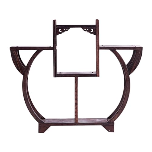 Qianly Wooden Display Stand Vase Display Shelf Curio Storage Rack Organizer for Indoor Plants , Style B