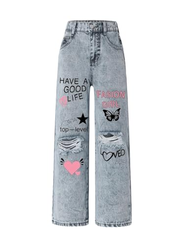 oyyniis Baggy Jeans for Girls 10-12 Wide Leg Ripped Cute