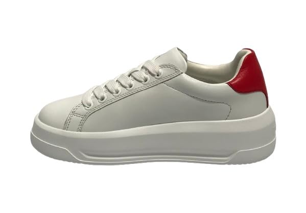 Moschino Love Eclipse 50 skórzane buty do sneakersów, biało-czerwone, DS26MO06 JA15065G1OIAH10C