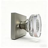 zoollooz Shiny Handles Crystal Door Knobs with Lock, Privacy Glass Door Knobs Interior for Bathroom, Bedroom（Satin Nickel, 1 Pack)