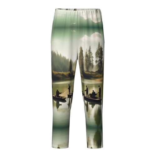 TTYDOKLA Fishing Lake Fishermens Print Cute Pajama Pants,Perfect For Leisure,Family Time,Sports And Themed Parties