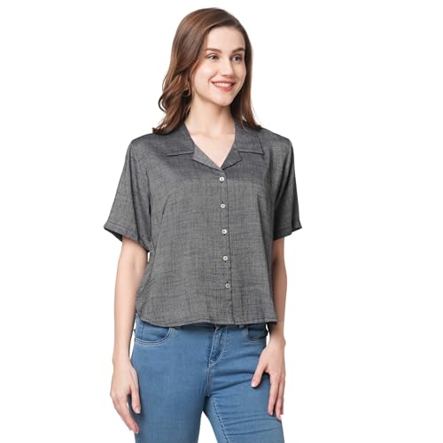 Image of GO-4 IT Rayon Fabric Short Sleeve Crop Shirt