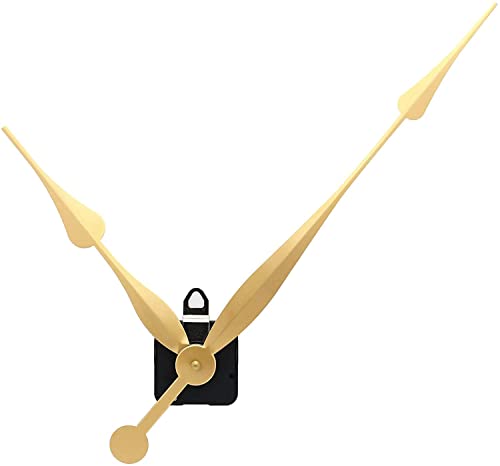 Image of Quartz Movement Clock Replacement Mechanism with 15.1 Inch Long Spade (Gold Red 28 mm Shaft Length)