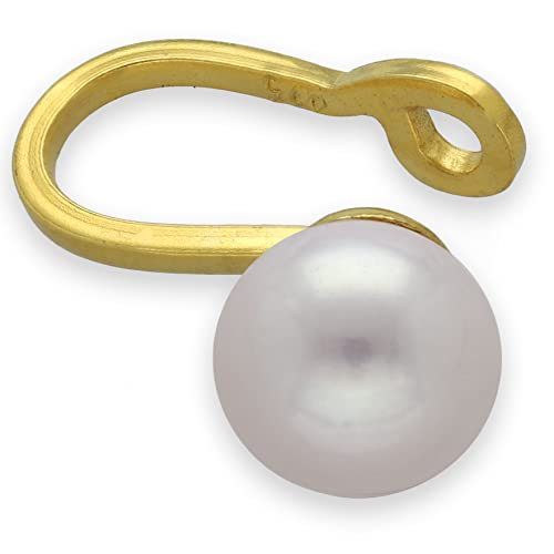 Helix Ear Cuff Earring with White Freshwater Pearl 7mm, 925 Sterling Silver, Minimalist Elegant Design, No Piercing Required, Hypoallergenic and Nickel-Free, Single - Handmade by Emmanuela