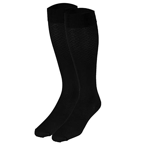 Image of Truform Compression Socks, 15-20 mmHg, Women's Dress Socks, Knee High Over Calf Length, Black Diamond Knit, Large (Pack of 2)