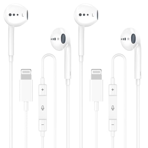 Wired Headphones for iPhone Earbuds with Lightning Connector,2 Packs Built-in Mic & Volume Control...