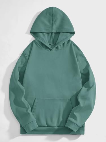 COZYEASE Men's Graphic Letter Print Drawstring Street Hoodies Oversized Vintage Long Sleeve Sweatshirts Mint Green L2