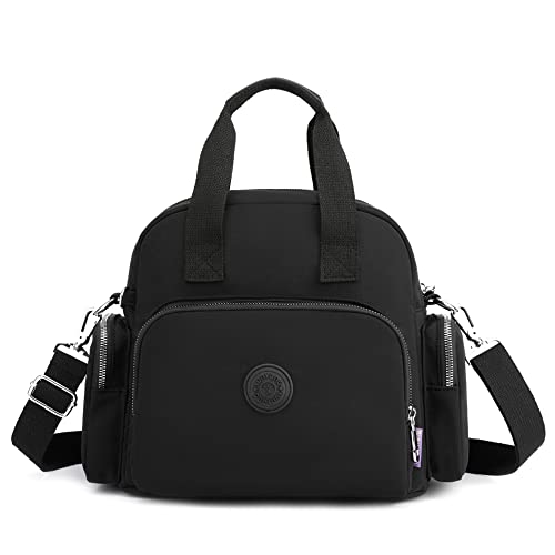 DORRISO Femmes Sac à Main Mode Bandoulière Sacs Femme Sac à Dos Imperméable Messenger Sac Port de Chargement USB Travailler Voyage Décontracté Quotidien Toile Sac Bandoulière Noir Cover