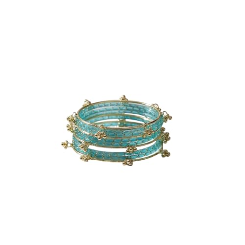 Image of NEW SURYA ENTRPRISES Kashmiri Ghangharoo Glass Bangle Set for Women|Light Weight Bangles|Traditional Transparent Fancy Glass Chudi Set Of 16(12 Glass + 4 ghungroo bangles)