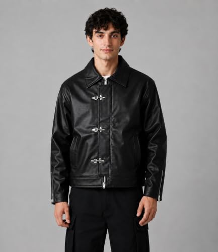 EXOTIX Men Burgundy Faux Leather Jacket - Image 4