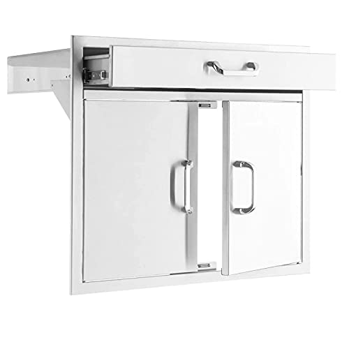 Bbqguys Signature 30-Inch Stainless Steel Double Door & Single Drawer Combo, Bbq Access Modern Doors For Outdoor Kitchen Grilling Station, Outside Cabinet Or Commercial Bbq Island - Traditional #TOP5