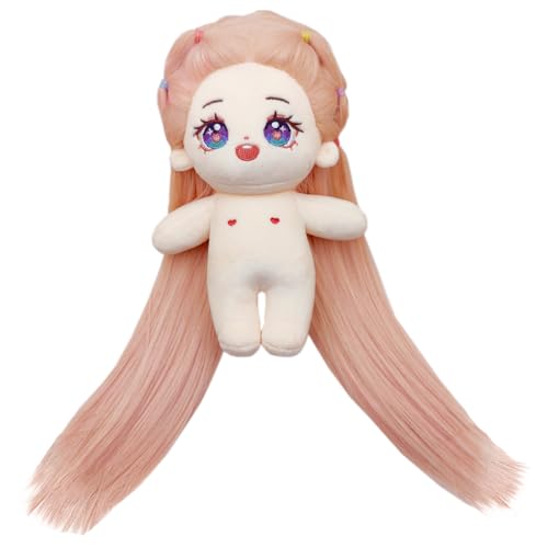 niannyyhouse Muñeca de peluche de 20 cm, pelo largo, humanoide, cuerpo de peluche sin atributo, 8 pulgadas, cuerpo normal, regalos de vestir (a 51 con esqueleto)